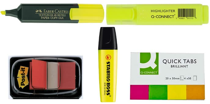 Material de oficina marcadores fluorescentes e index marca paginas